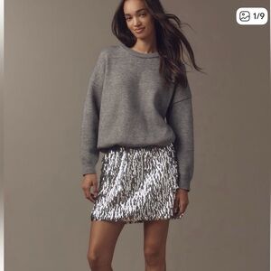 Anthropologie Dress Silver Sequin Mini Skirt Sweater Combo by Mare Mare